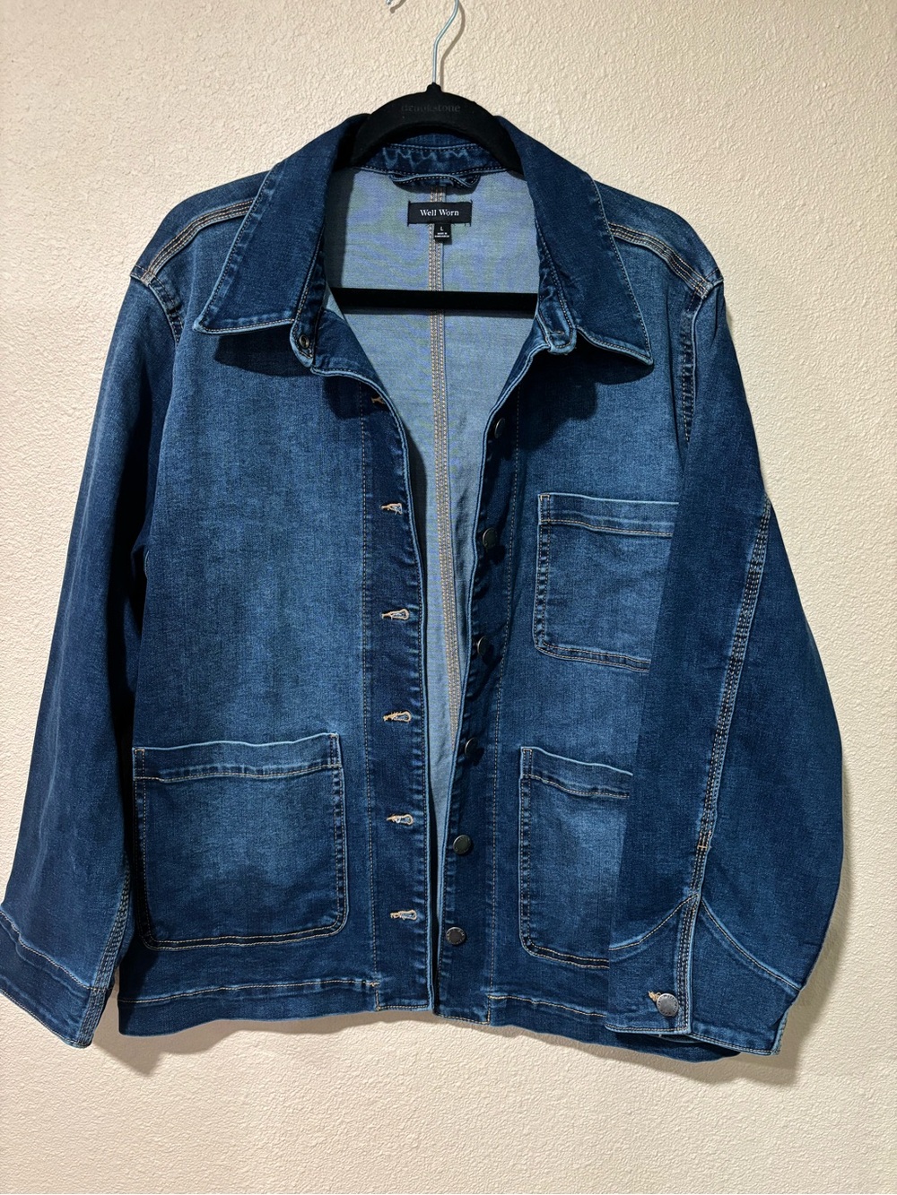 Well Worn Dark Blue Denim Jacket